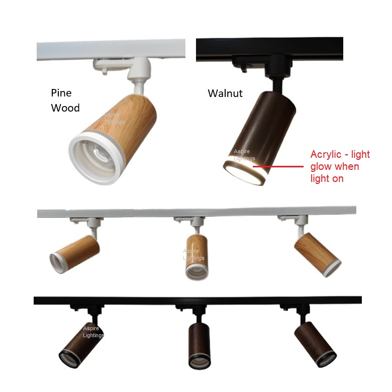 Track Light Wood LED Tracklight Scandi Nordic Japandi Pine Walnut Easy ...