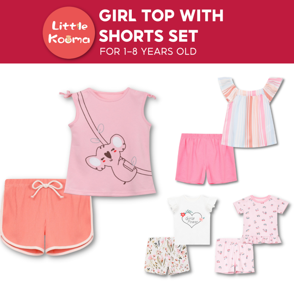 Little Kooma Baby Kids Girl Clothes Top With Shorts Set | Shopee Singapore