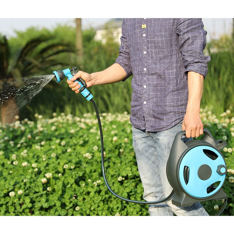 🇸🇬𝗛𝗜𝗚𝗛 𝗣𝗥𝗘𝗦𝗦𝗨𝗥𝗘 12m Mini Car Garden Water Hose Reel Spray Gun Set with