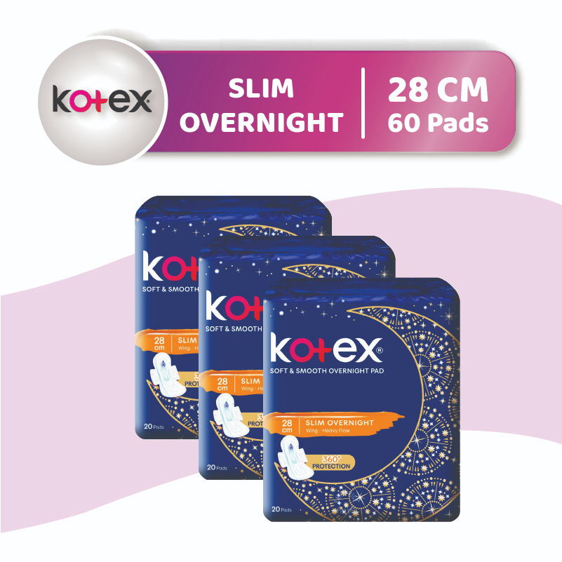 [Bundle of 3] Kotex Soft & Smooth Slim Overnight Sanitary Pad (Heavy