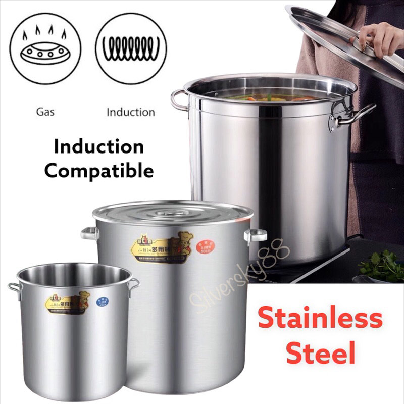 Stock pot stainless steel cooking pot double boiler steamer steam pot