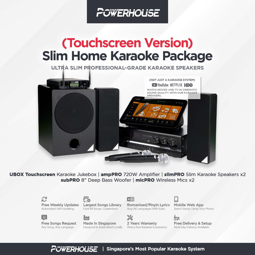 [SG] Powerhouse Slim Home Karaoke System + Powerhouse Touchscreen