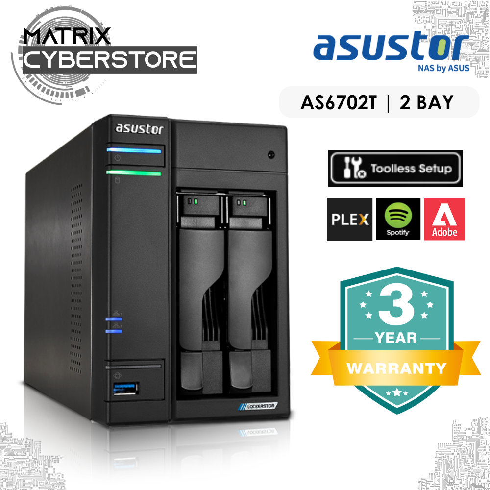 ASUSTOR AS6702T 2 BAY NAS LOCKERSTOR 2 GEN 2 - Intel Celeron Quad-Core ...