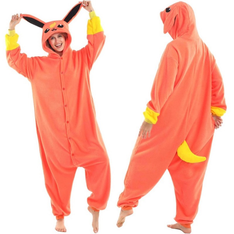 Flareon Pokémon Character Overall Kigurumi Onesie Pajamas Sleepwear ...