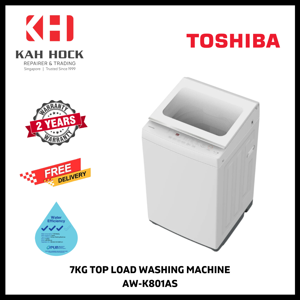 TOSHIBA AWK801AS 7KG TOP LOAD WASHING MACHINE 2 YEARS WARRANTY