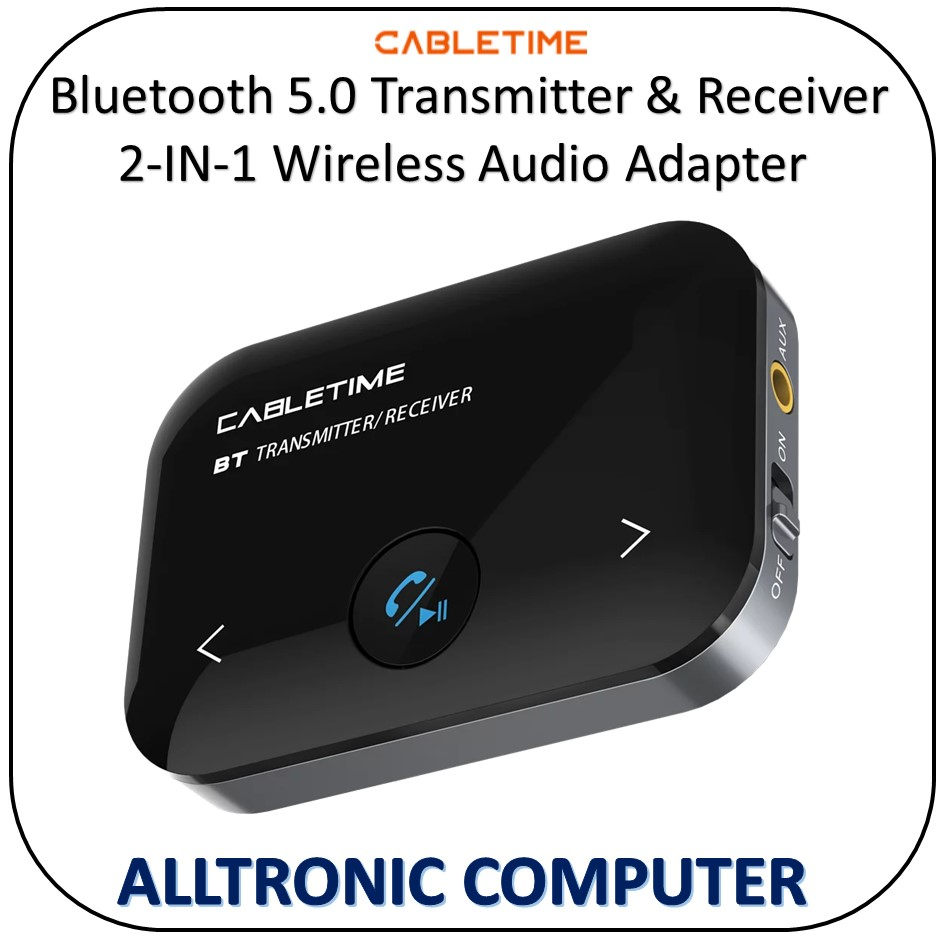 CABLETIME Bluetooth 5.0 Transmitter & Receiver 2in1 Wireless Audio