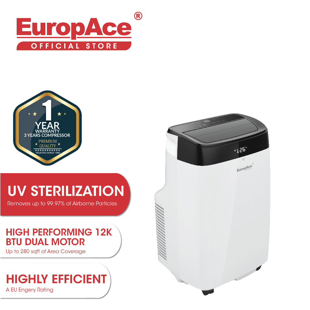 EuropAce 12K BTU Portable Air Conditioner (EPAC 12C6UV) Shopee Singapore