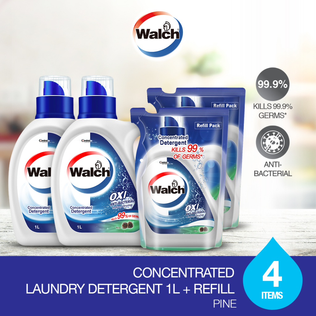 Walch® Anti-bacterial Concentrated Laundry Liquid Detergent 1L x 2 ...