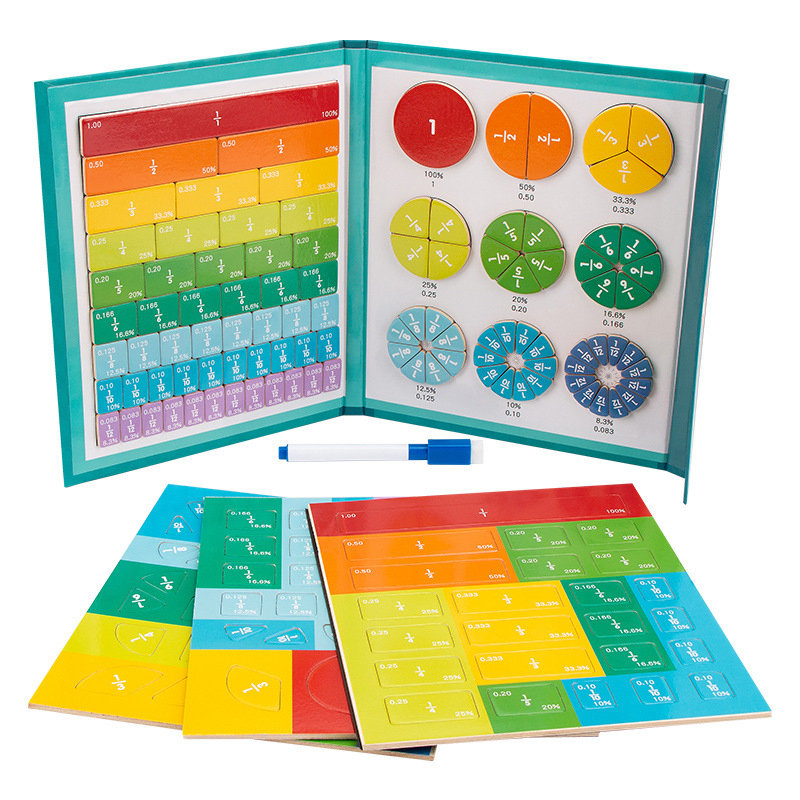 Wooden Fraction Book Set, Wooden Fraction Learning Disk