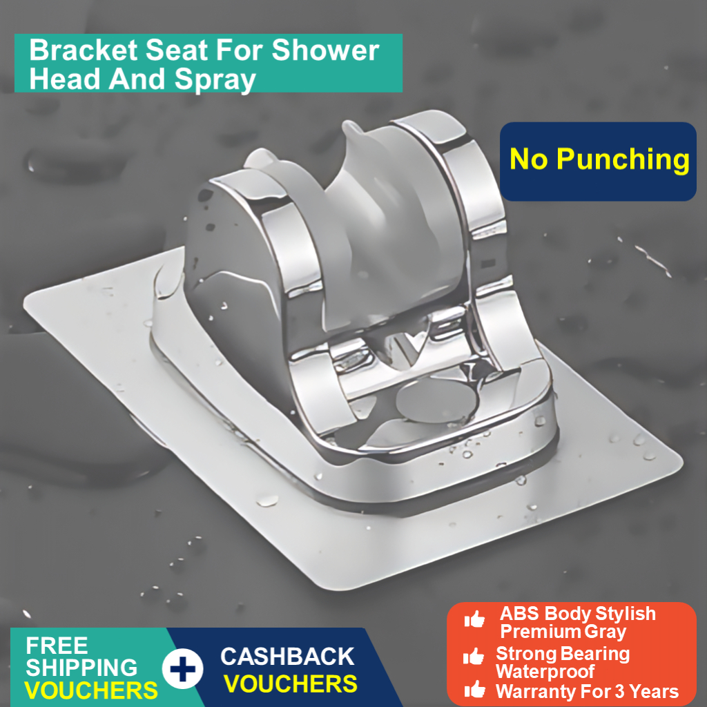 Gray NonPerforated Shower Bracket Shower Head Hanging Seat Shower Fixer Rosette Base Bidet