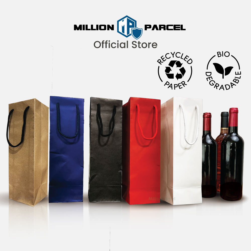 Premium Wine Paper Bag Kraft Bottle Bag Colorful Wine Gift Bag