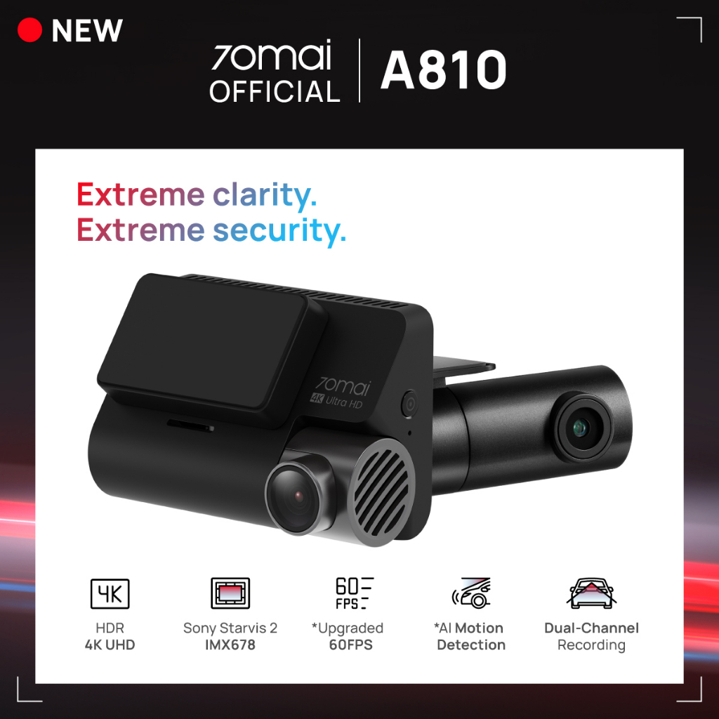【NEW】70mai A810 Smart Dash Cam| 4K |Built in GPS | 60 FPS | Motion ...