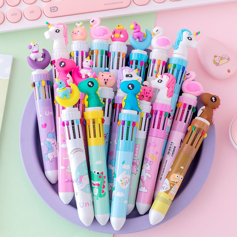 [SG Seller] Cute Cartoon 10 Colors Ball Pen Birthday Goodies Gift ...