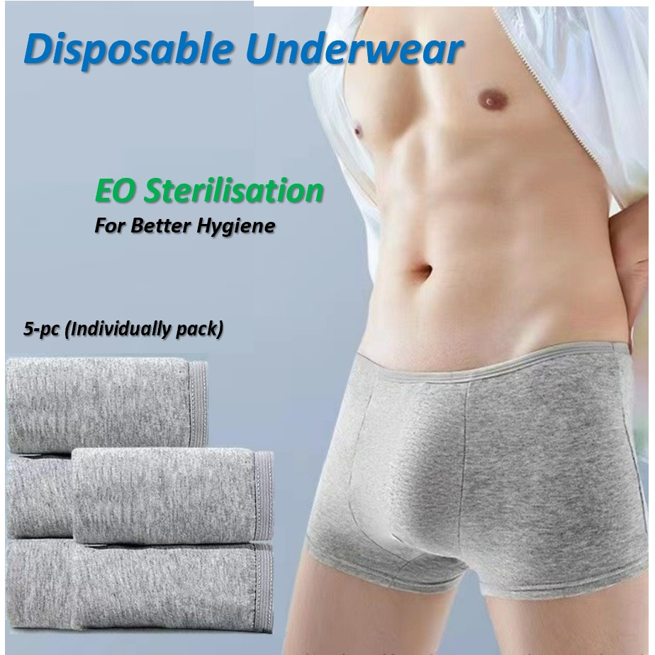 5 pc Pack Disposable Underwear for Men Brief Boxer for Travel