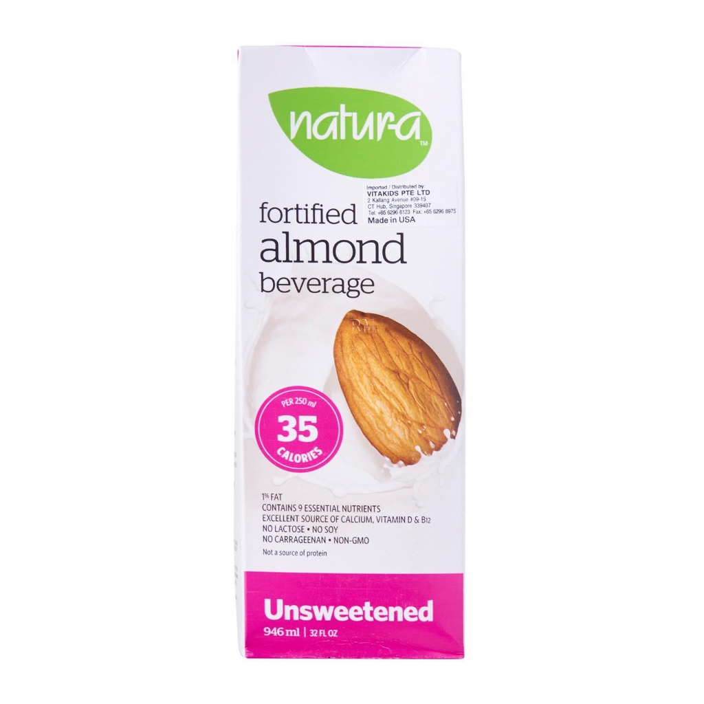 Natura Enriched Almond Beverage Unsweetened Soy Dairy Free Milk 946ml