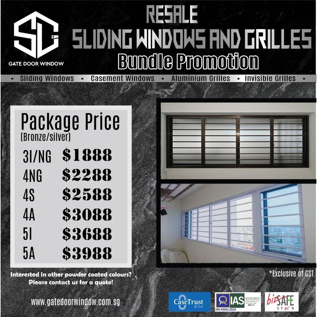 [SG GATE DOOR WINDOW] HDB Resale Sliding Windows And Grilles Bundle