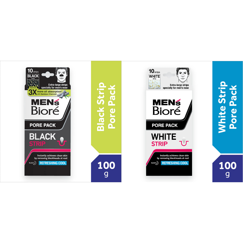MEN'S BIORE Men'S Pore Pack Black/White Strip 10'S | Shopee Singapore