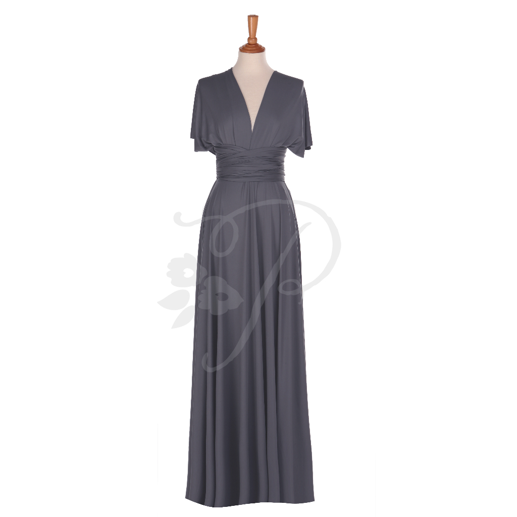 SG Local Stock  Charcoal Grey Convertible Multiway Infinity Floor Length  Dress Bridesmaid Dress Prom Dress Wedding | Shopee Singapore