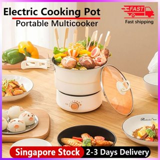 110V/220V Electric Split Cooking Pot Foldable Multicooker Frying