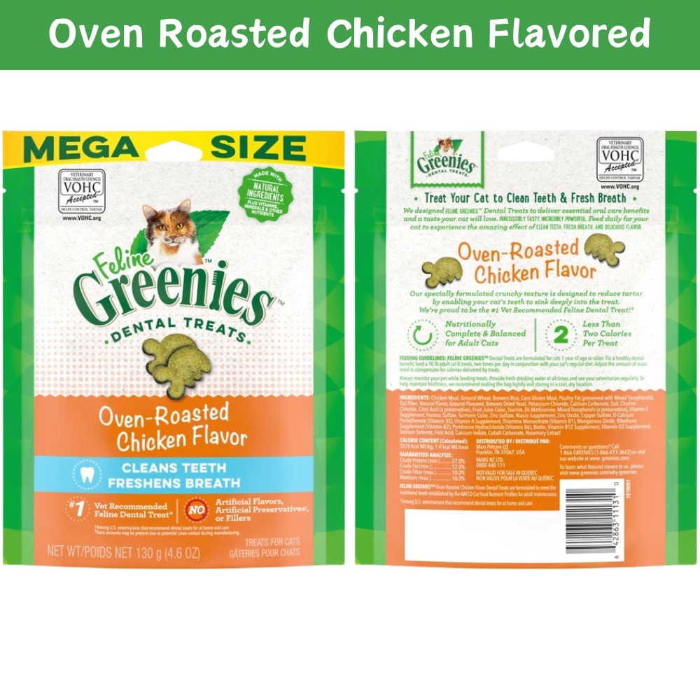 GREENIES Cat Treat Feline Dental Treats 60G [Min Order 2 packs] Cat Oral Care Cat Teeth Cleaning