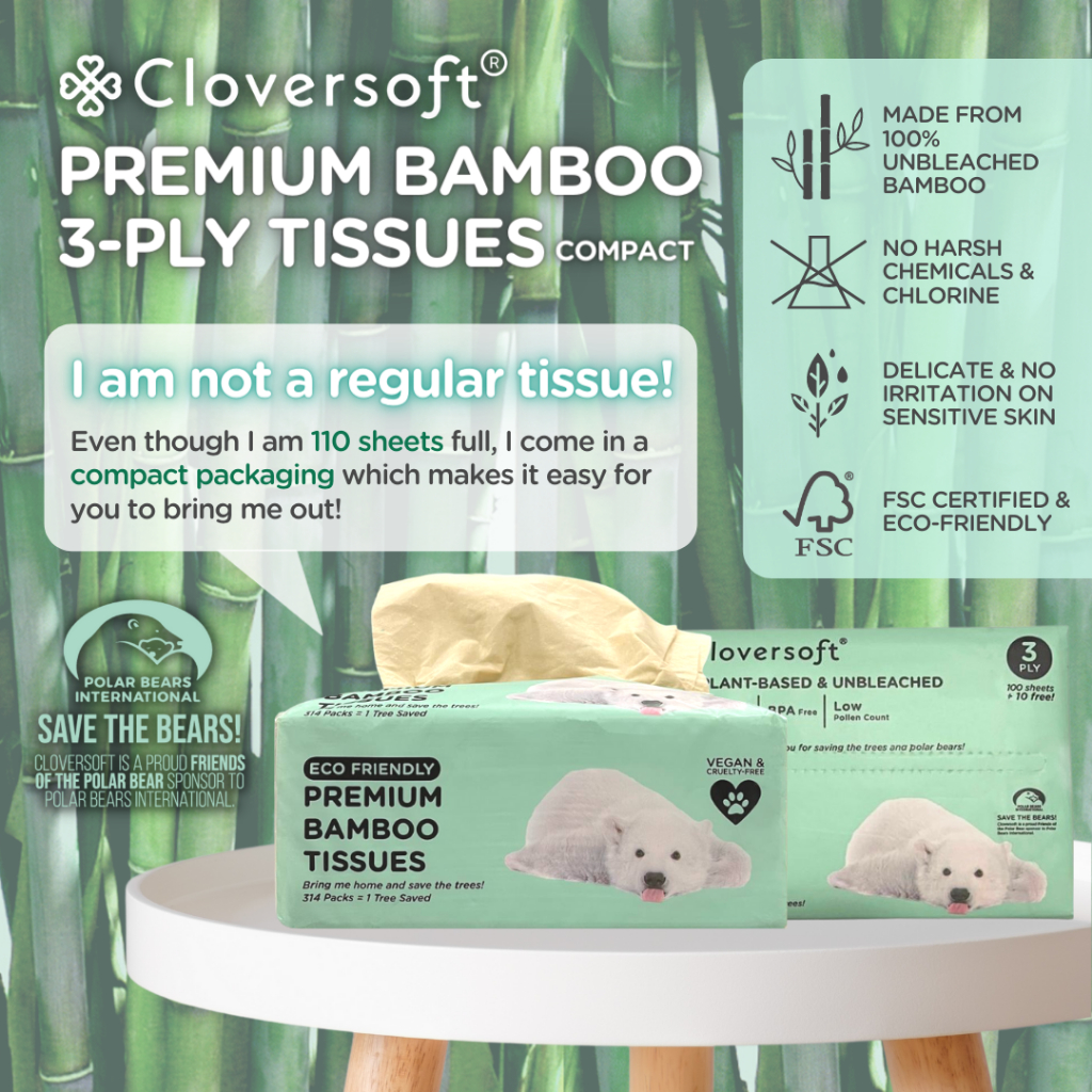 Cloversoft Compact Unbleached Bamboo Premium Facial Tissues 3 Ply ...