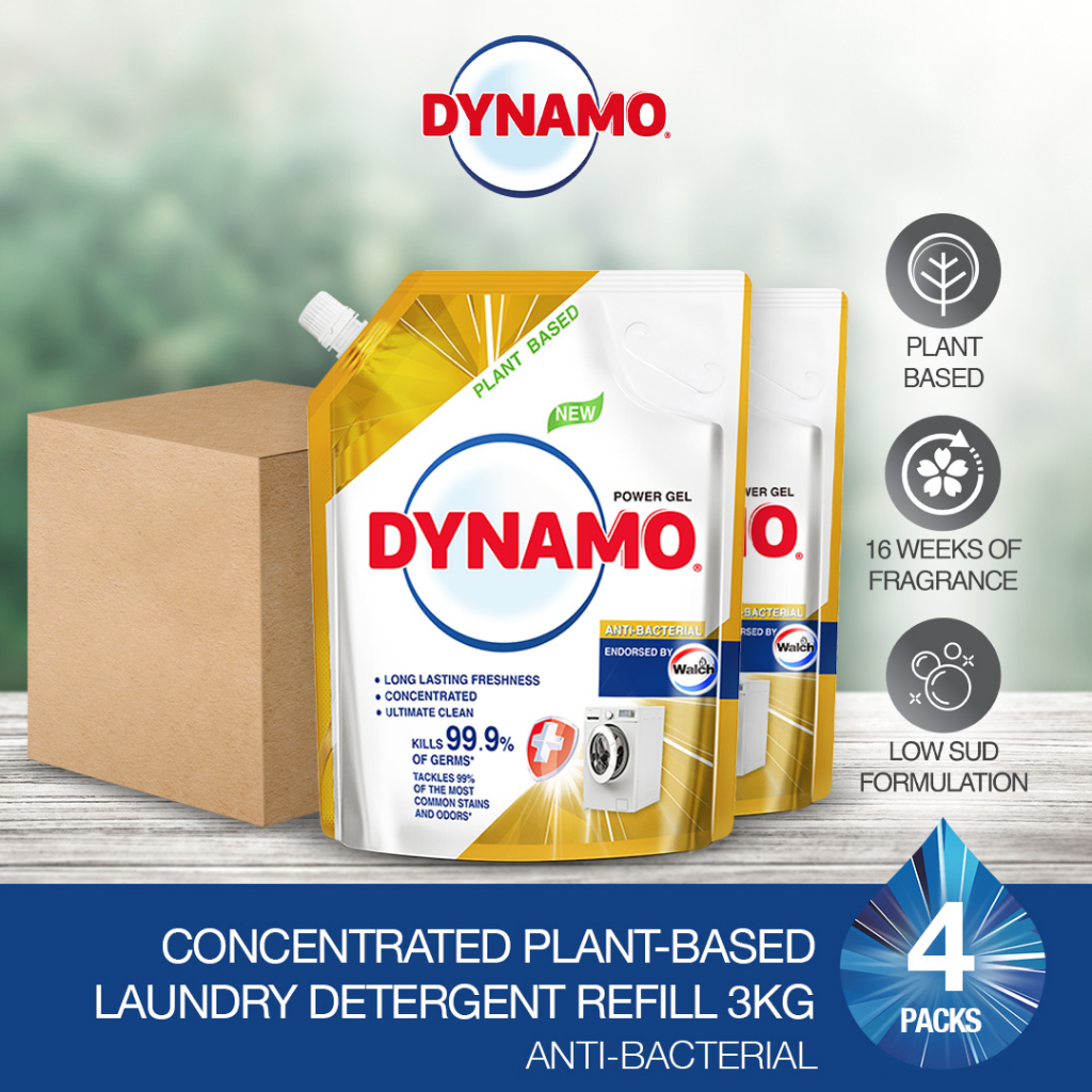 DYNAMO Plant Based Laundry Liquid Detergent Refill 3kg/3.3kg x 4 Packs