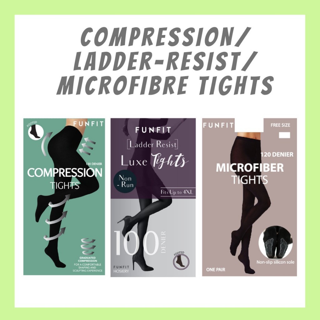 FUNFIT Assorted Tights (Footed) 100-120 Denier (Black/ Beige) | Shopee ...