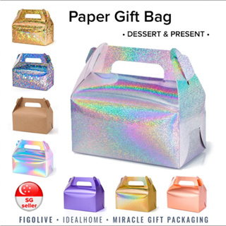3 Pcs Iridescent Gift Bags with Handle Clear Holographic PVC Plastic Gift  Bags Small Heavy Duty Gift Wrap Tote Bags for Party, Wedding, Birthday