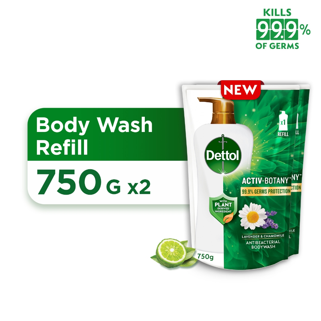 Bundle Of 2 Dettol Activ Botany Anti Bacterial Body Wash Lavender And Chamomile Refill 750g 3100