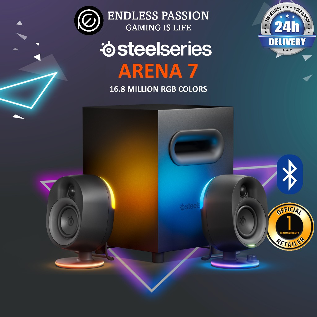 Enceintes SteelSeries Arena 7 2.1 - Caisson De Basse, Bluetooth, Optique - Neuves