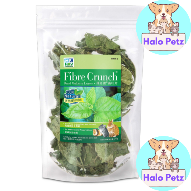 Image showcasing Mr Hay TruFibre Dried Mulberry Leaves 30g for small animal/Rabbit ...
