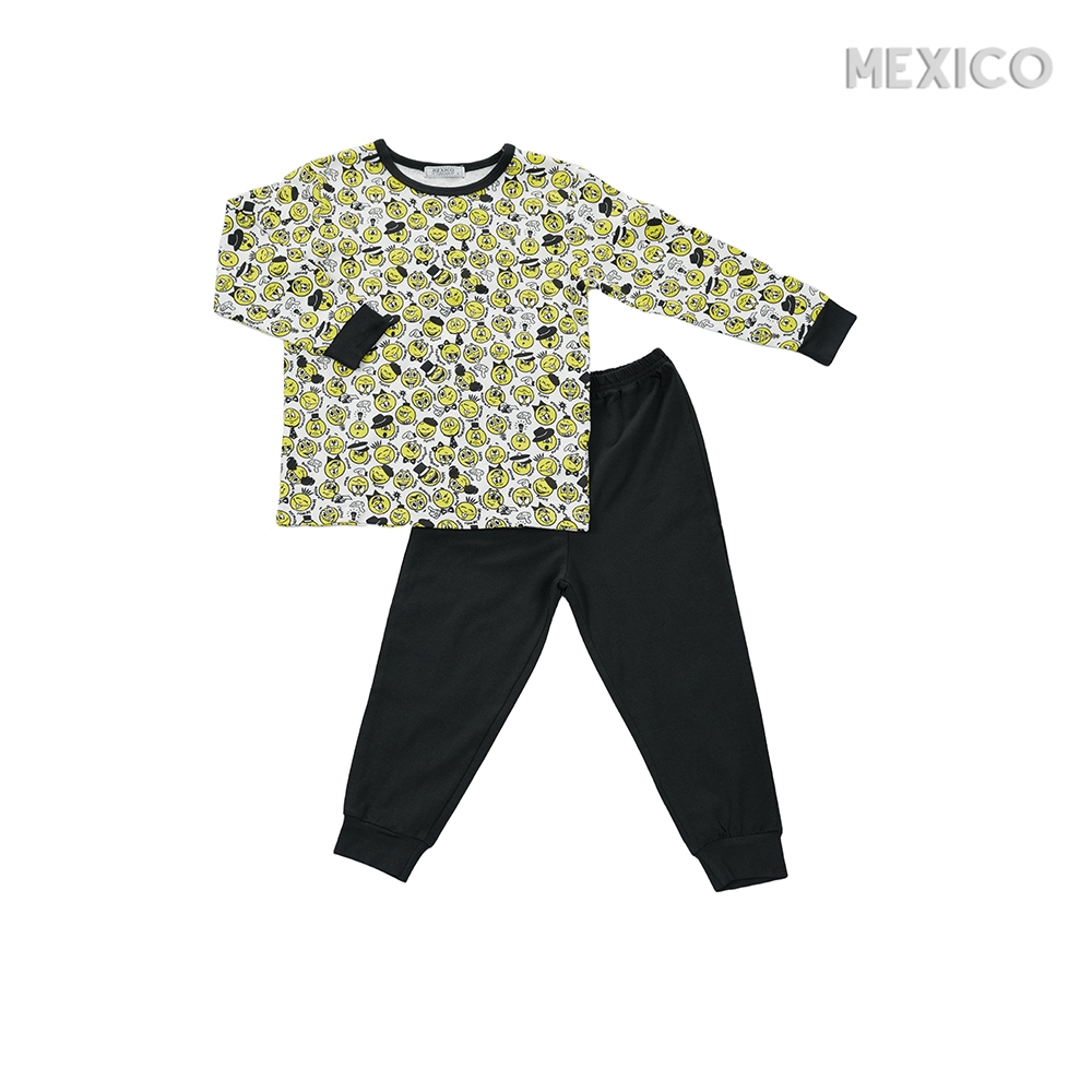 Mexico Kids Pre teens Boys Pyjamas Set Emoticons Pajamas Shopee Singapore