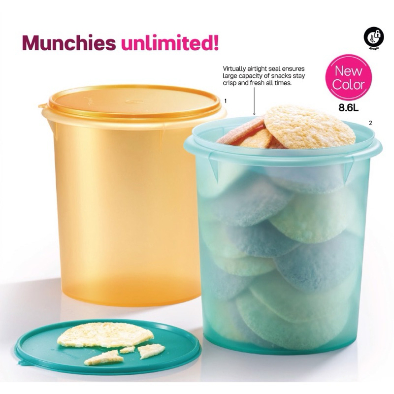 Tupperware Tall Canister 8.6L (Tupperware Giant Canister) Shopee