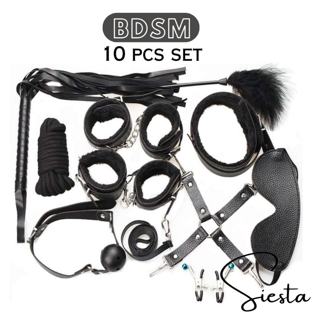 10Pcs Bed Bondage Set Collar Whip Cuffs Rope Cuffs Kit BDSM Toys Cosplay  Slave