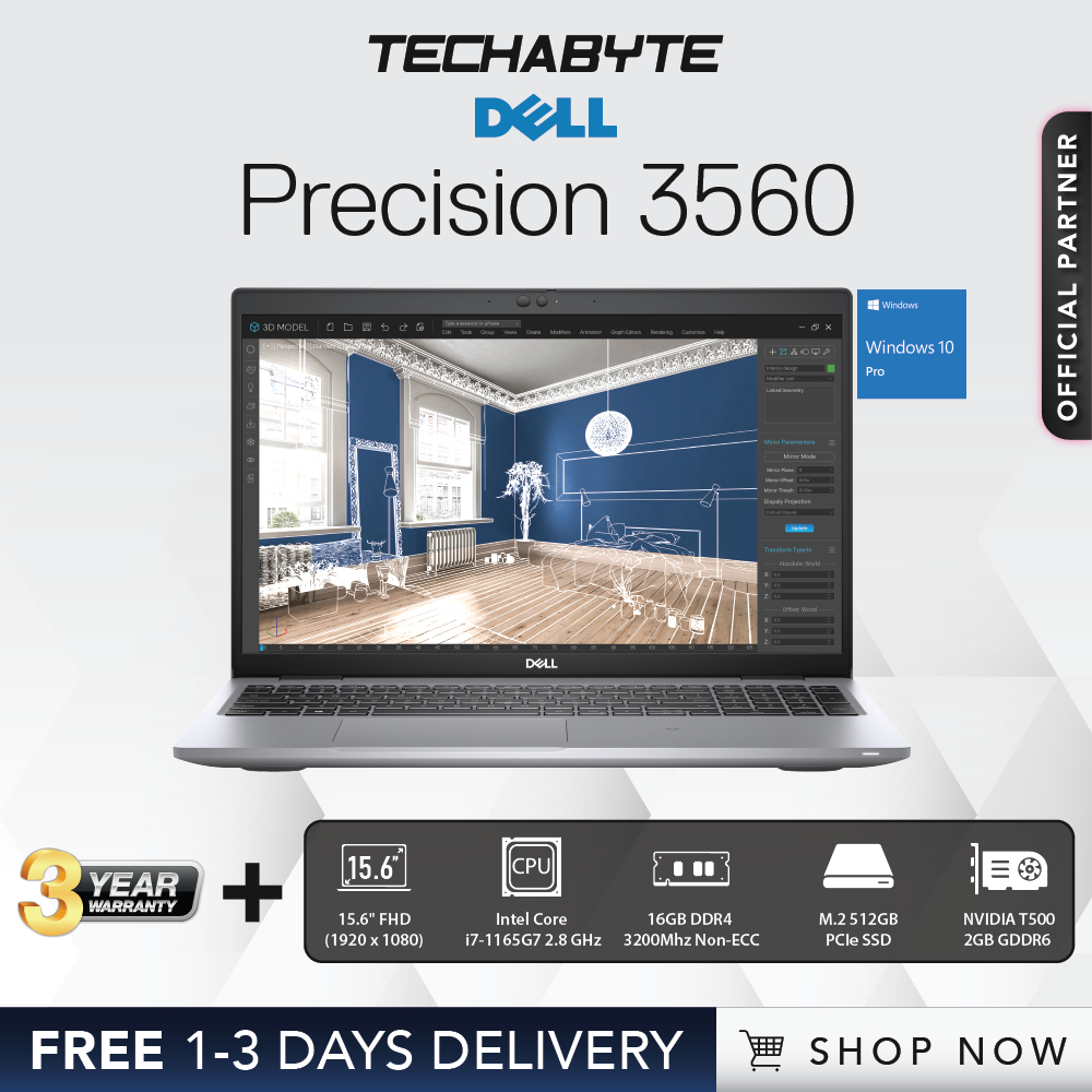 Dell Precision 3560 15.6" FHD i71165G7 NVIDIA T500 16GB DDR4