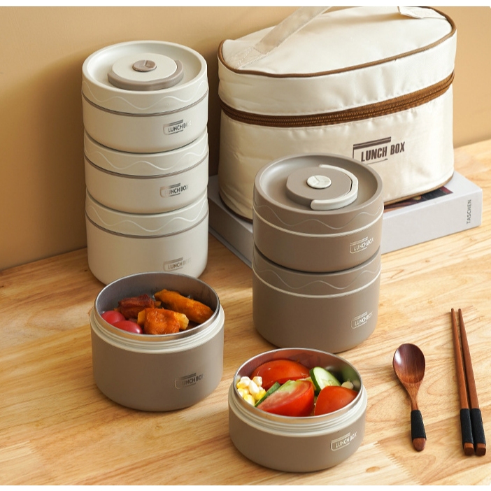Microwaveable 304 Stainless Steel Lunch Box Round Insulated Food ...