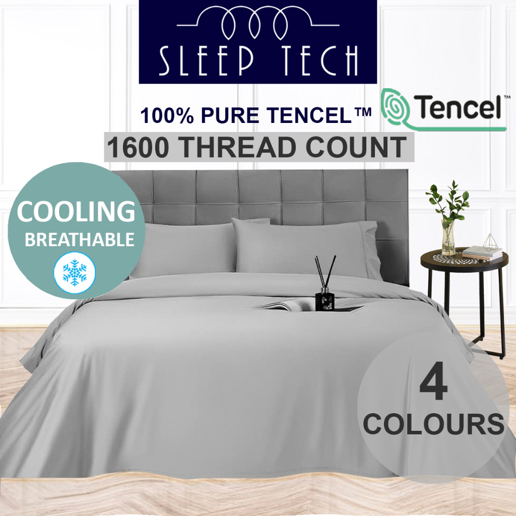 (SG SELLER) COOLING Pure TENCEL™ Lyocell 1600TC Bedsheet Fitted Sheet Set Bedding Bedsheet
