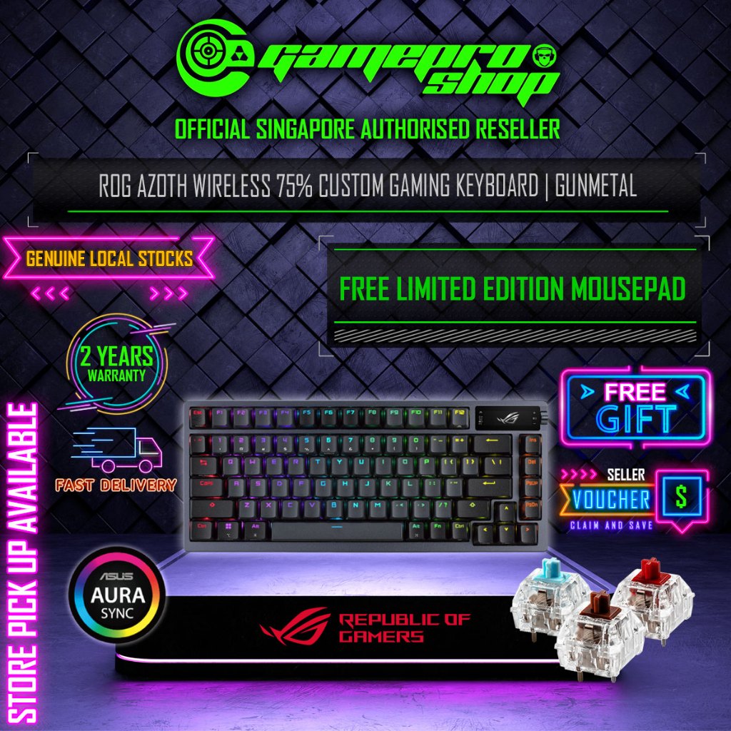 ASUS ROG Azoth Wireless 75 Mechanical Gaming Custom Keyboard / OLED