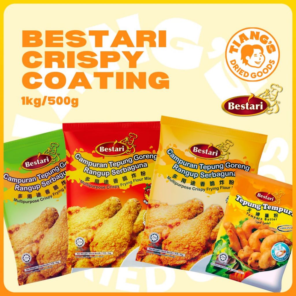 Bestari Crispy Fried Chicken Coating Originalhot And Spicygarlictempura 1kg500g Tiangs 1895