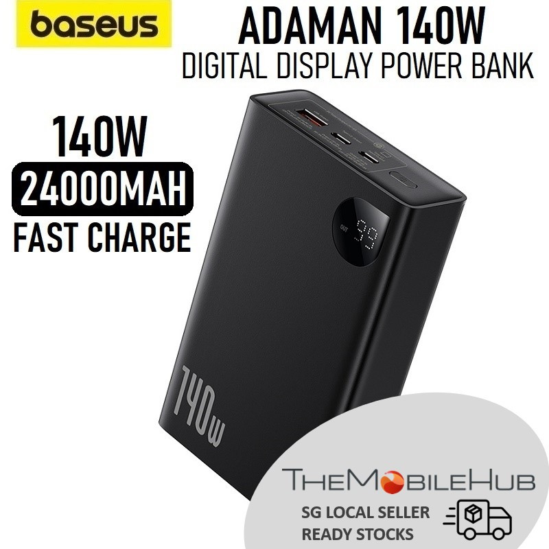 Baseus Adaman 140W 24000mAh Power Bank Type-C Laptop Powerbank Fast Charger  Digital Display