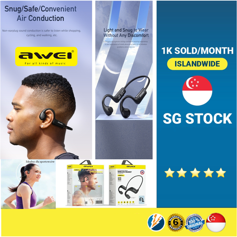 (SG)Remax RBS13 Bone Conduction AWEI A897BL Air Conduction Sport