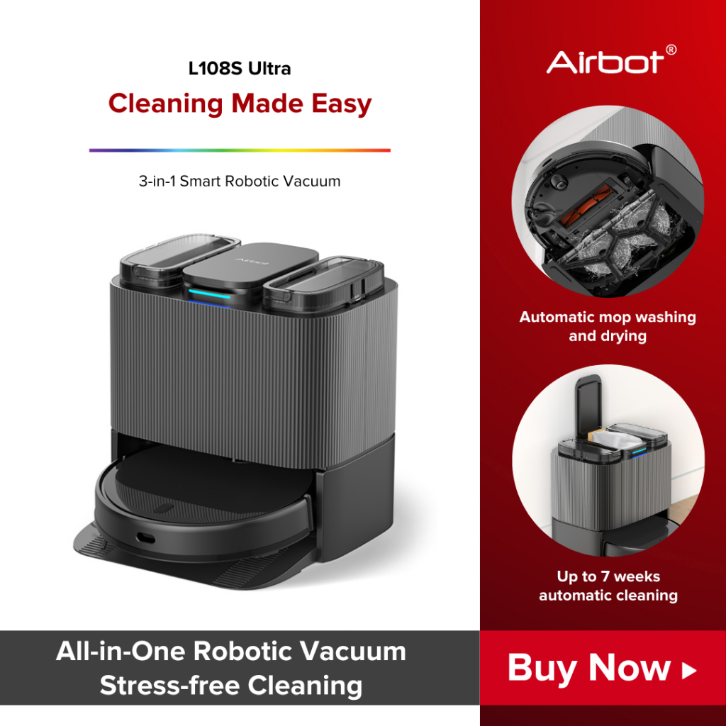 [Ready Stock] Airbot Robot Vacuum L108S Pro Ultra, 8000Pa, LiDar