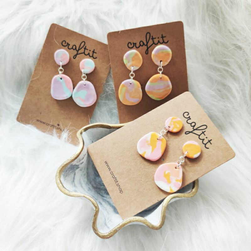 White sale marble earrings