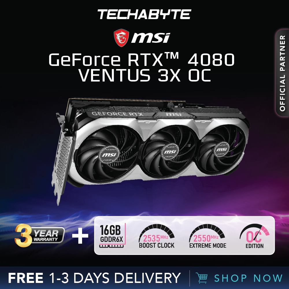 MSI GeForce RTX 4080 VENTUS 3X | 16GB GDDR6X | OC Edition | Graphics ...