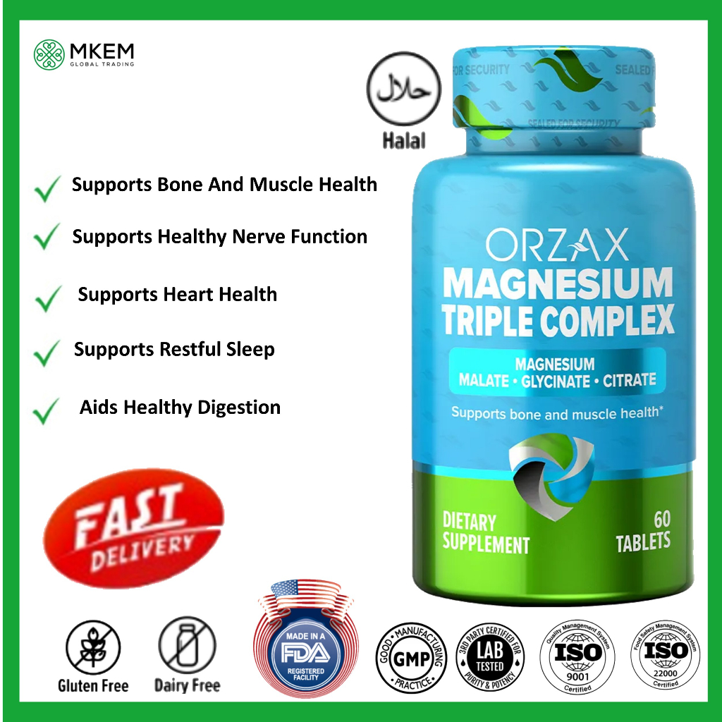 ORZAX Magnesium Triple Complex Supports Sleep, Heart, Nerve, Digestion