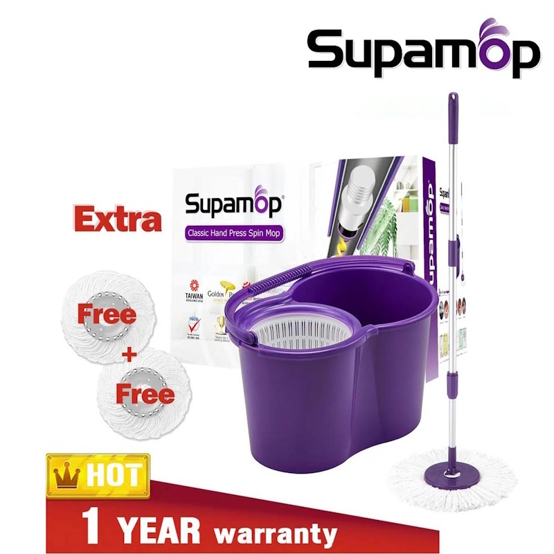 SupaMop Classic SH-350-8 Hand Press Spin Mop Set | Shopee Singapore