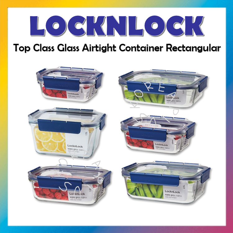 [LOCKNLOCK] Top Class Glass Airtight Container Rectangular 380ml/ 630ml ...