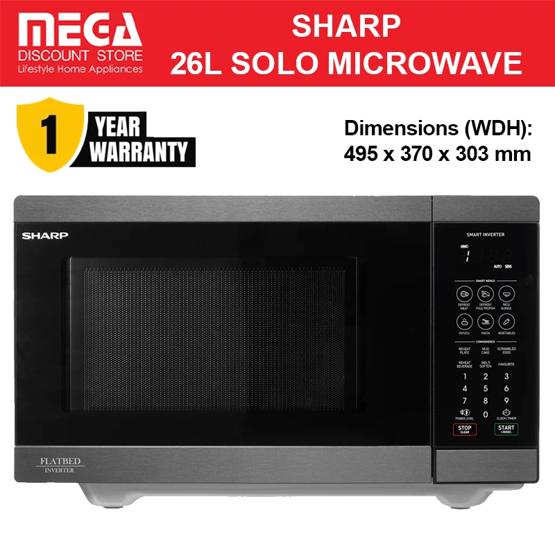 SHARP R-26SIF-BS 26L SOLO MICROWAVE OVEN | Shopee Singapore