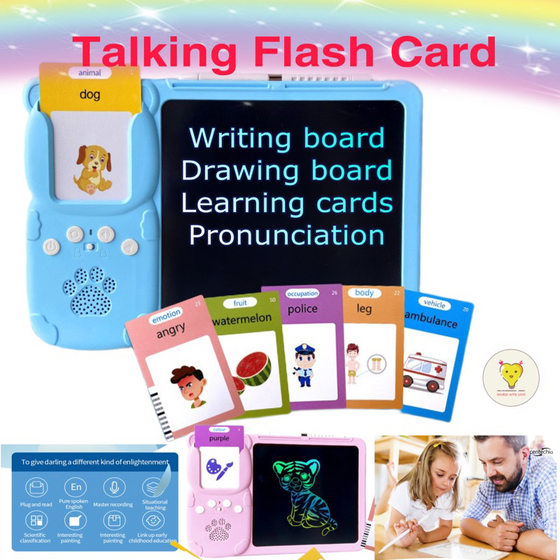 NEW Talking Flash Cards Reader LCD Writing Board Doodle Tablet Kids ...