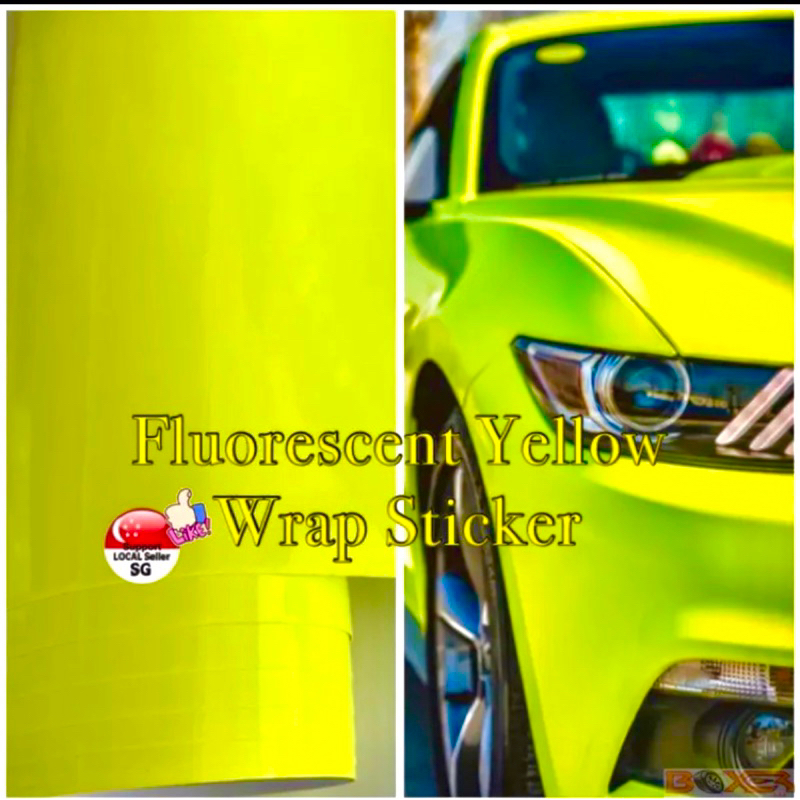 fluorescent yellow vinyl sticker wrap -adhesive -washable -bubble free ...